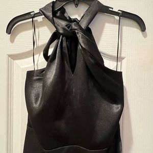 Birdy Grey Black Shiny Satin bridesmaid dress.